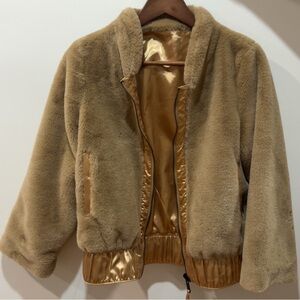 Women's Tan Faux Fur Jacket